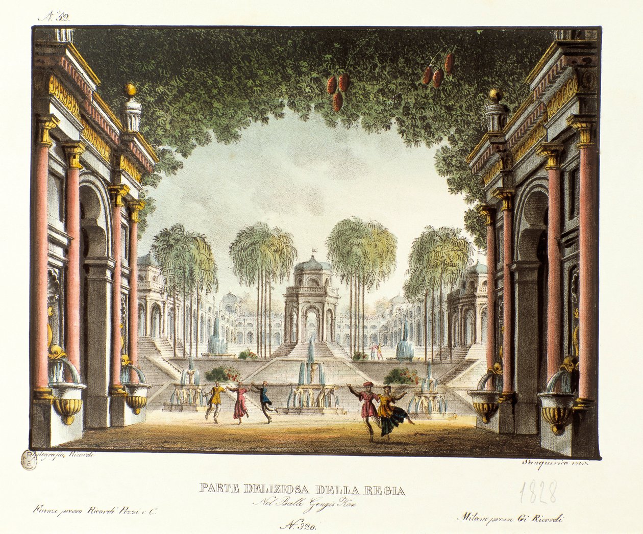 Ansicht des Königshofs des Palastes von Dschingis Khan (Detail) von Alessandro Sanquirico