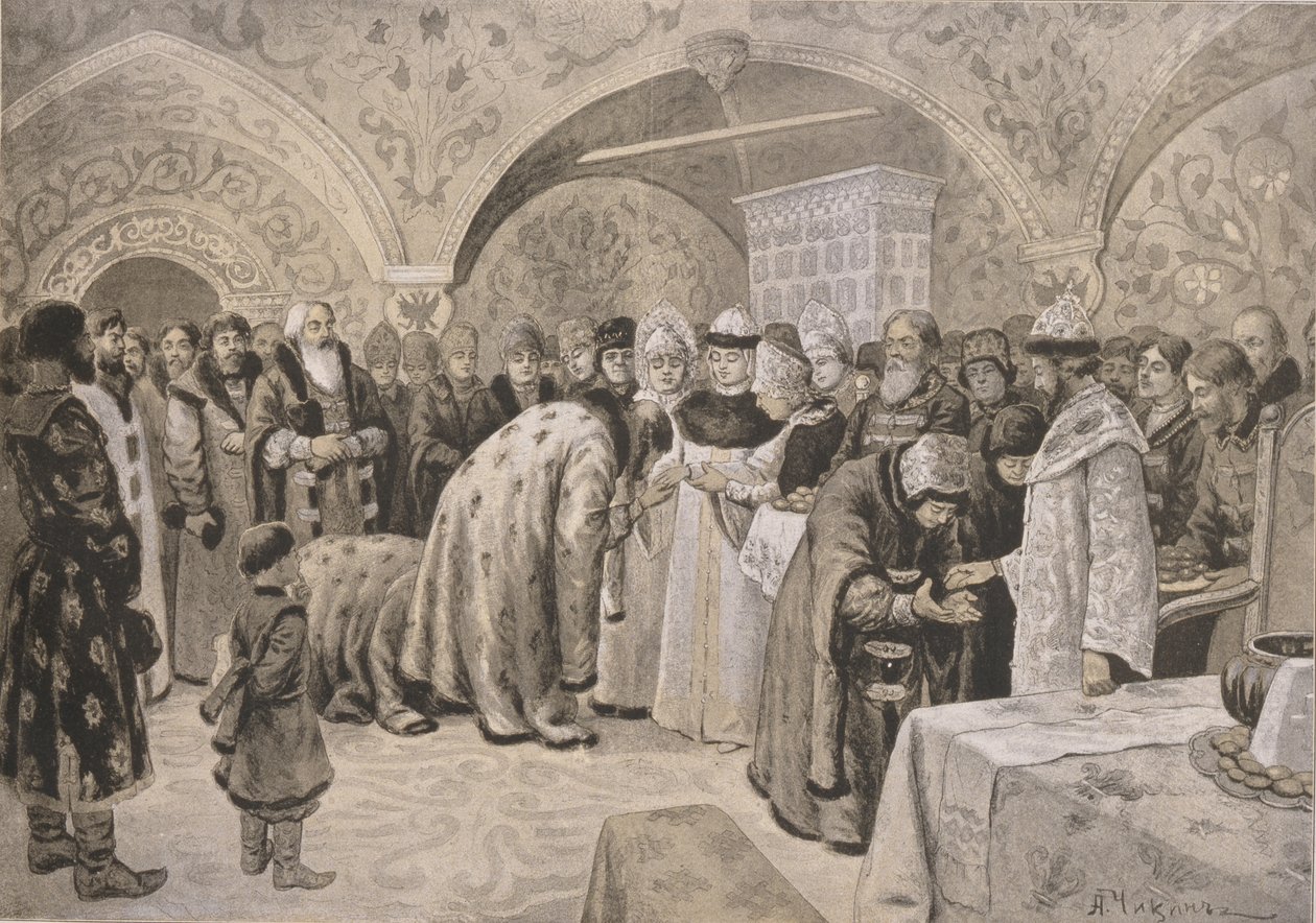 Willkommen bei der Zarin nach der Ostermatins von Alexander Andreyevich Chikin
