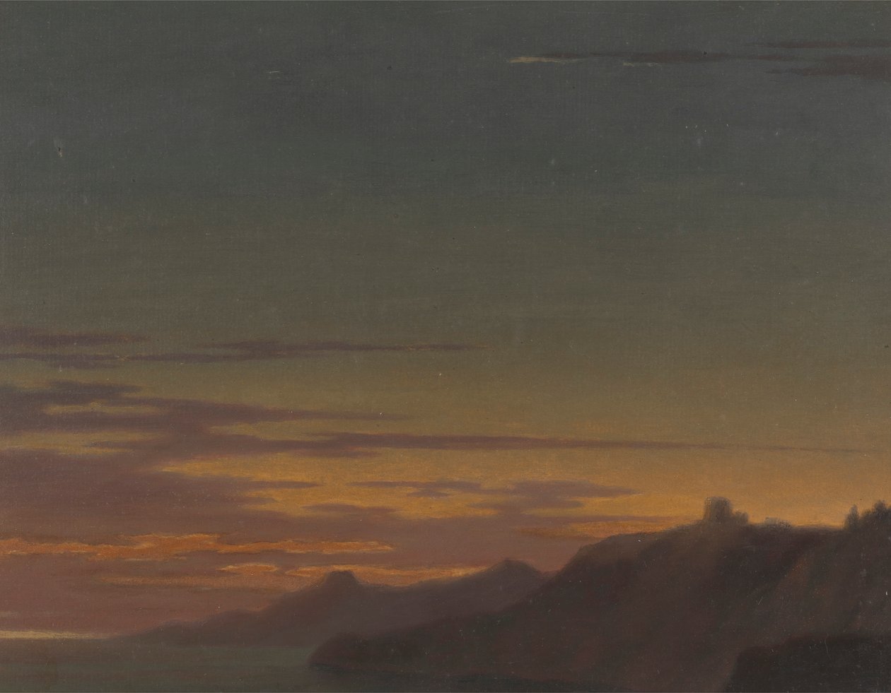 Ende des Tages: Sonnenuntergang an der Küste von Alexander Cozens