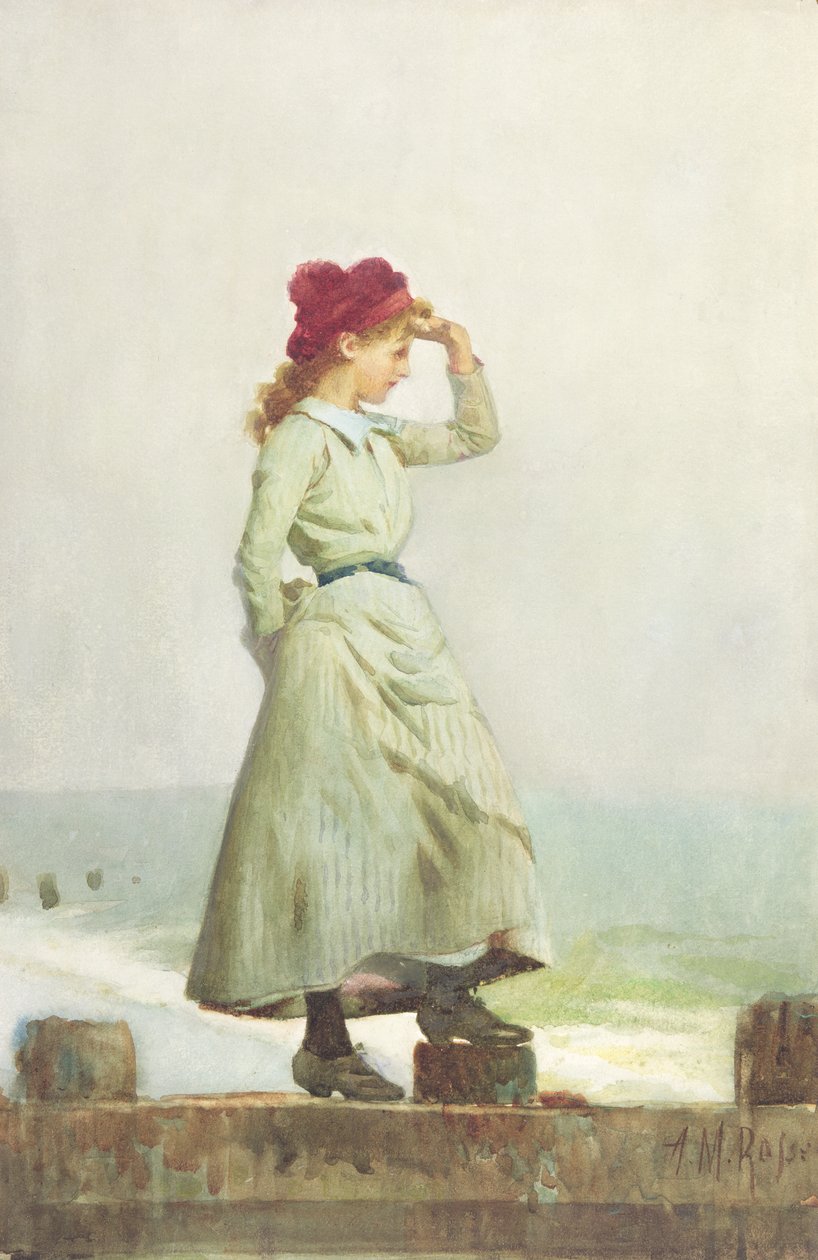 Junges Mädchen auf der Seemauer von Alexander M. Rossi