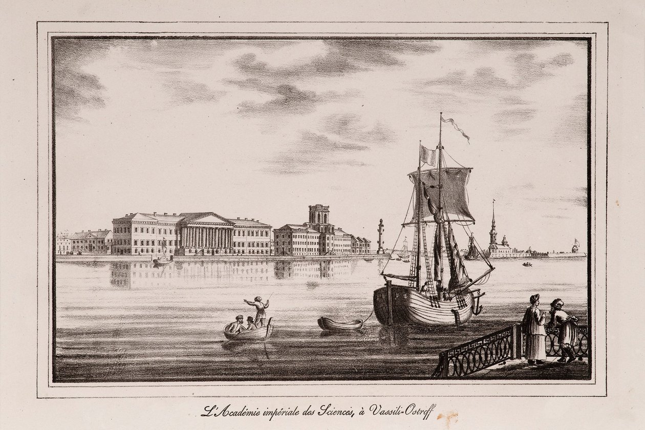 Die Akademie der Wissenschaften, Serie Ansichten von Sankt Petersburg, 1820er Jahre von Alexander Pluchart