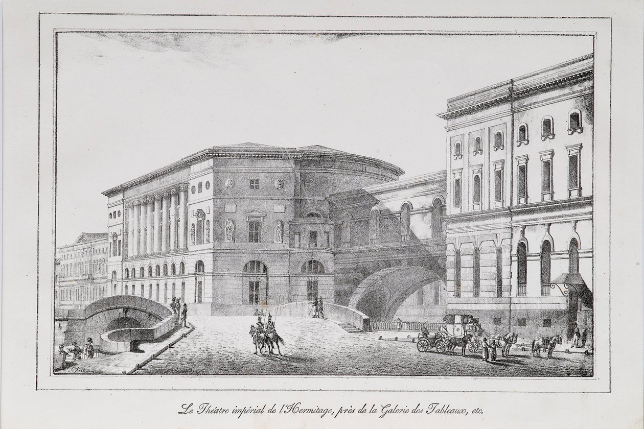 Das Eremitage-Theater in Sankt Petersburg Serie Ansichten von Sankt Petersburg, 1820er Jahre von Alexander Pluchart