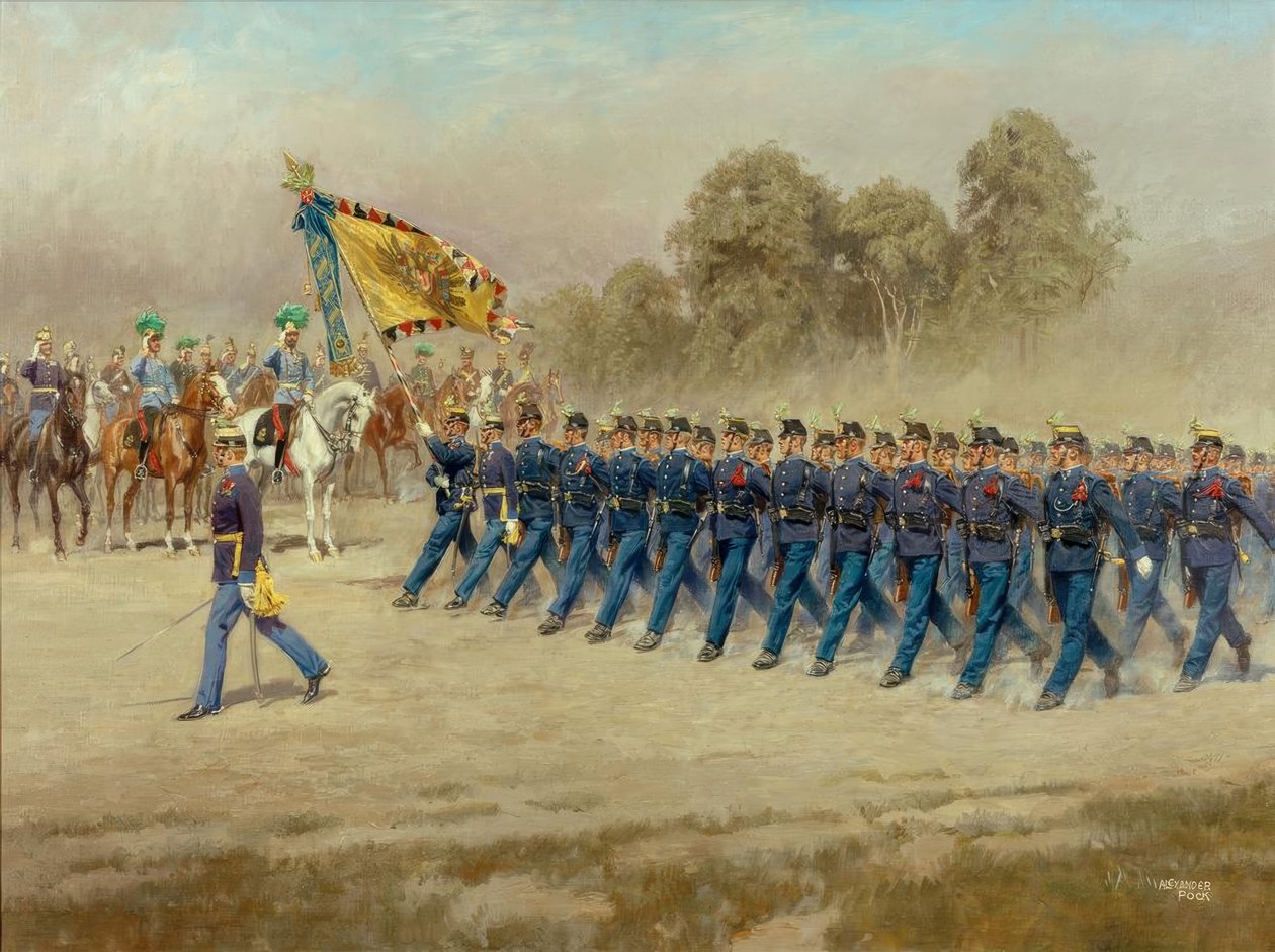 K. u. k. Hoch- und Deutschmeister Infanterieregiment Nr. 4 defiliert vor Erzherzog Eugen von Alexander Pock