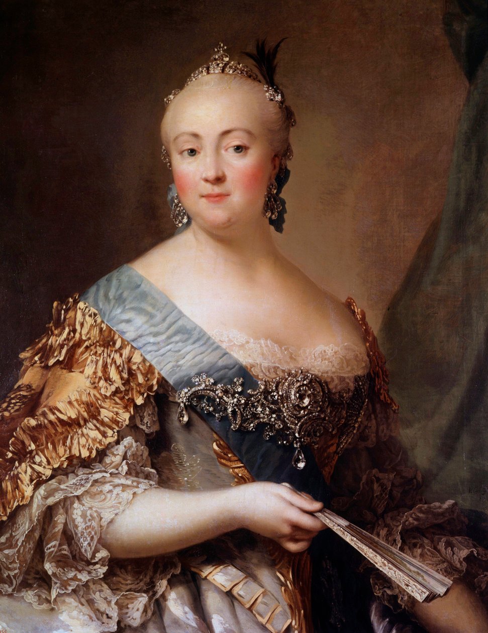 Porträt von Elisabeth Petrovna (1709-1762), Kaiserin von Russland unter dem Namen Elisabeth I., Tochter von Peter dem Großen. Gemälde von Alexander Roslin (1718-1793) 18. Jahrhundert. Eremitage, Sankt Petersburg von Alexander Roslin