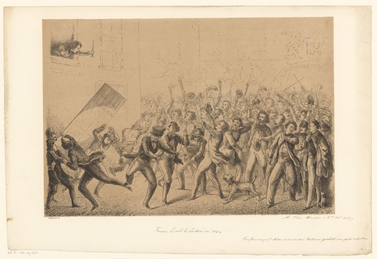 Feiernde Studenten begrüßen ihr Idol Franz Liszt von Alexander Ver Huell (signed by artist)