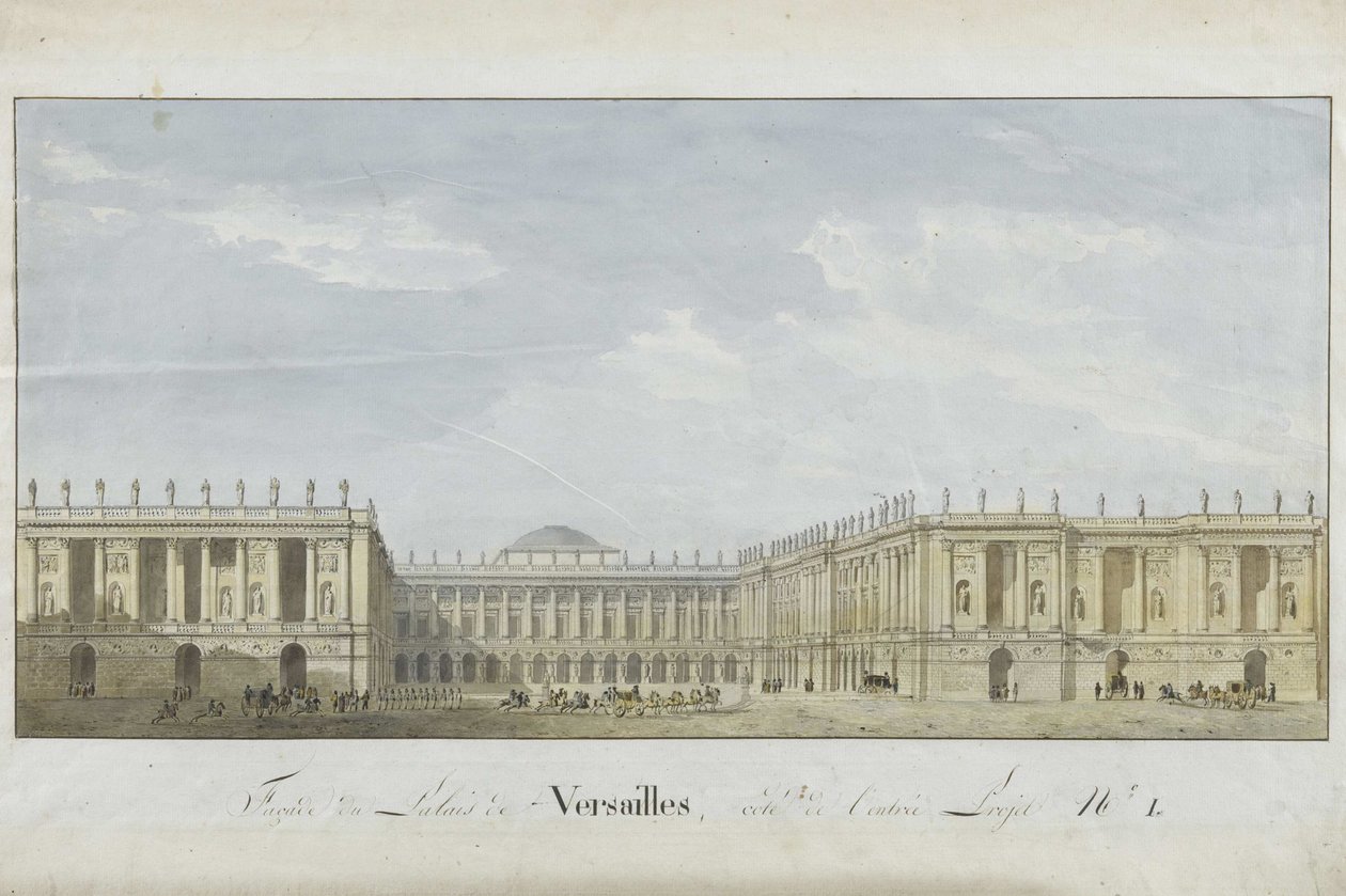 Fassadenprojekt für den Palast von Versailles auf der Eingangsseite von Alexandre Dufour
