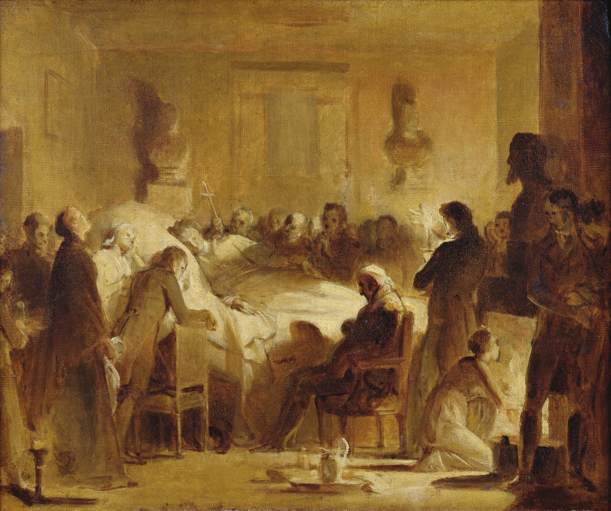 Die letzten Momente von Charles-Ferdinand von Frankreich im Verwaltungsraum der Pariser Oper, 14. Februar 1820 von Alexandre Evariste Fragonard