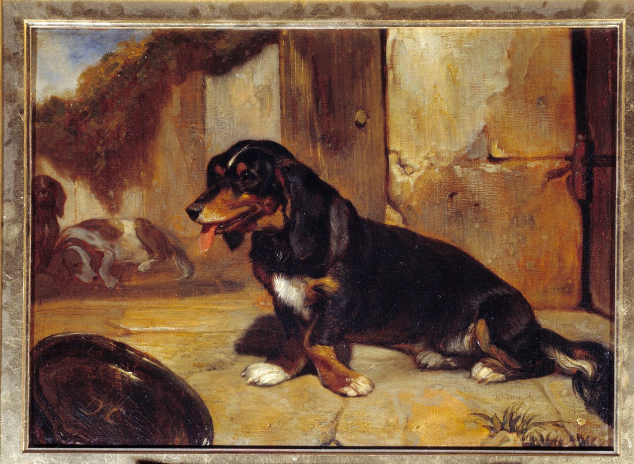 Ein Basset-Hund. Jagdhunde in Ruhe von Alexandre Gabriel Decamps