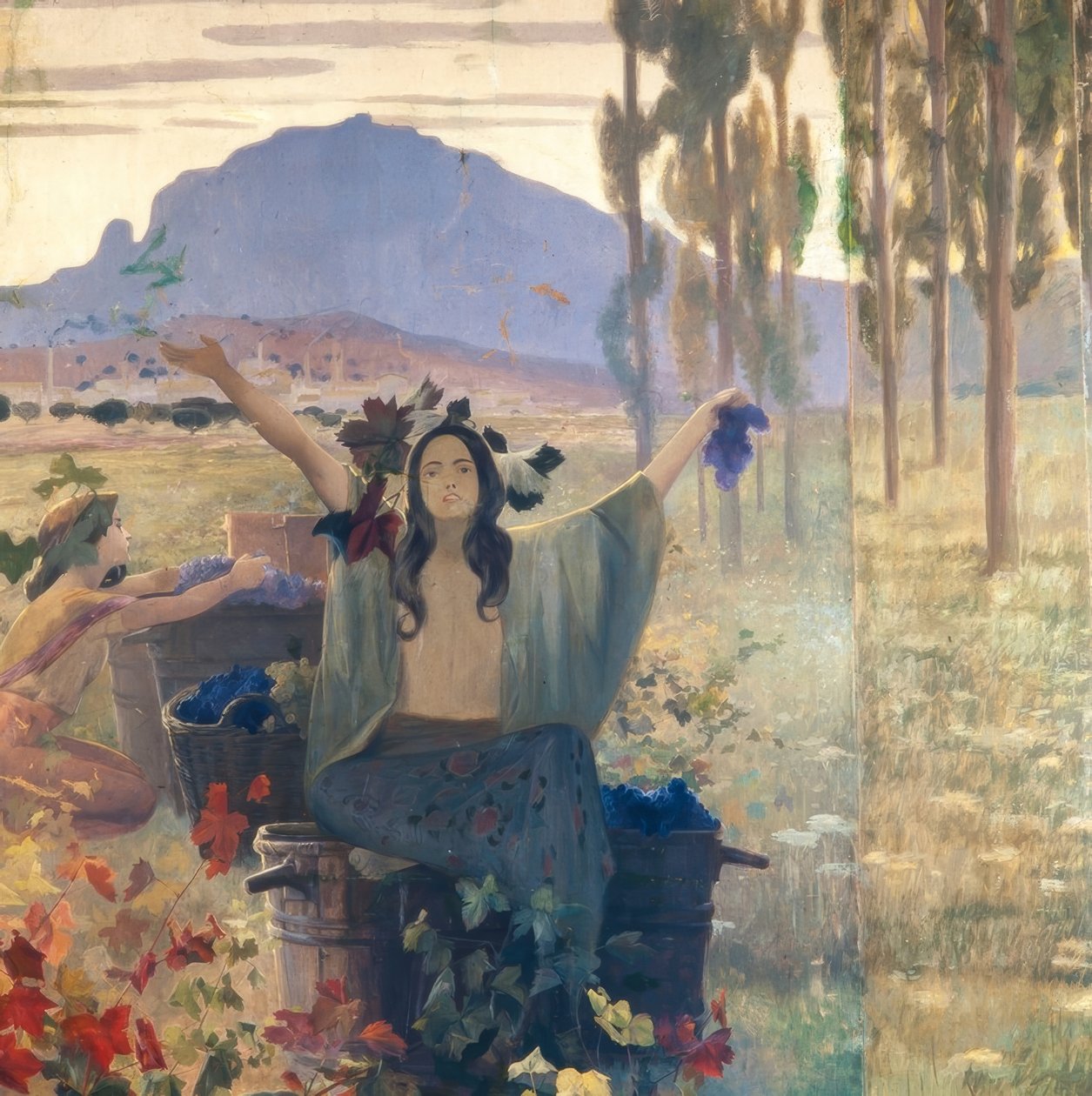 Wandgemälde, das Landwirtschaft, Industrie und Export darstellt von Alexandre de Riquer