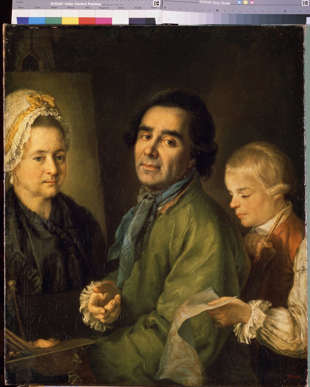 Porträt des Künstlers Alexei P. Antropov mit seinem Sohn von Alexei Petrovich Antropov