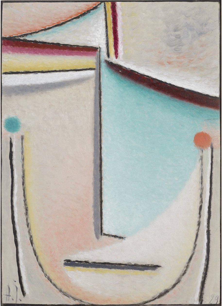 Abstrakter Kopf: Rosa-Hellblau von Alexej von Jawlensky