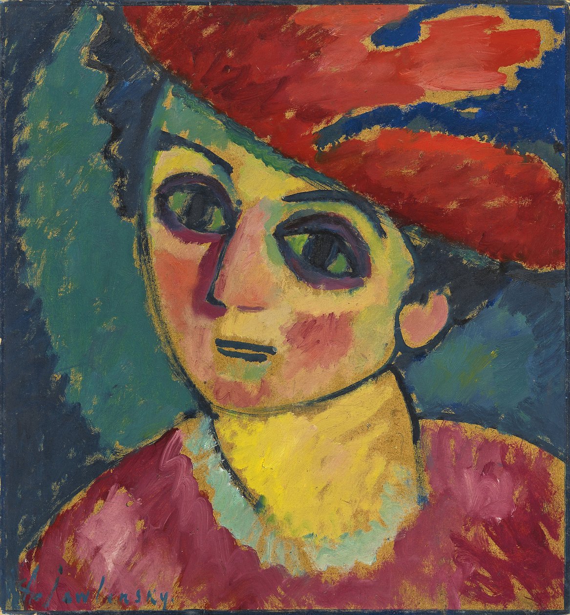 Roter Hut. Gemälde von Alexej von Jawlensky, Öl auf Karton, 1912 von Alexej von Jawlensky
