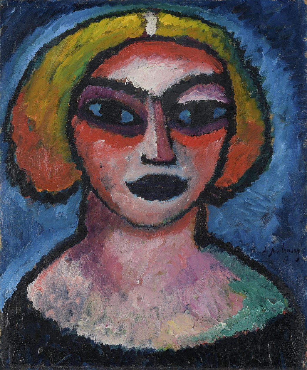 Frauenkopf, Verso: Brustbild eines Mannes (um 1910-1912) von Alexej von Jawlensky