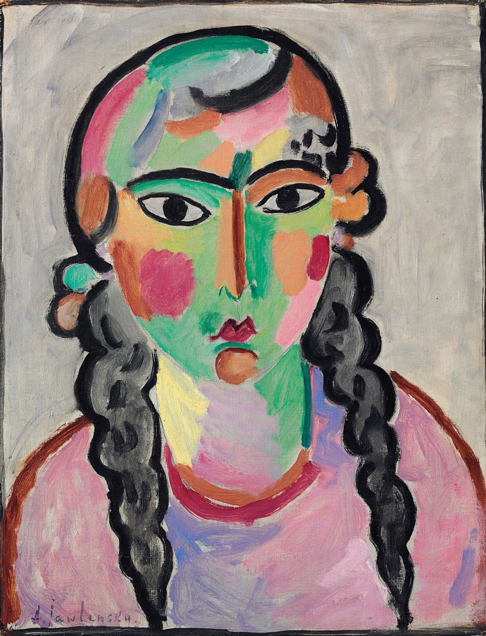 Das blasse Mädchen mit grauen Zöpfen von Alexej von Jawlensky