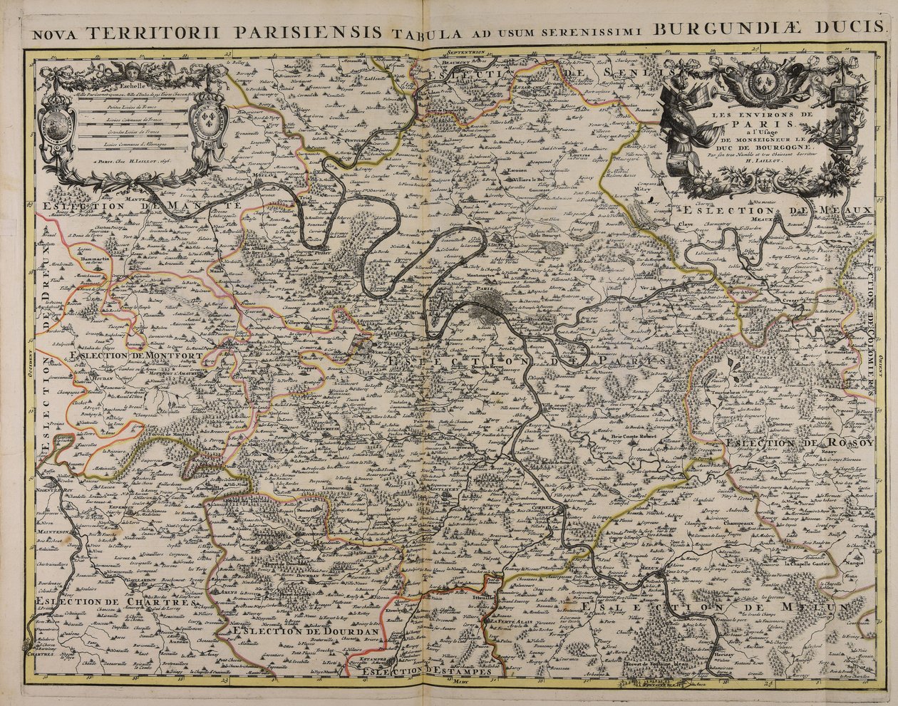 Die Umgebung von Paris für den Herzog von Burgund von Alexis Hubert Jaillot
