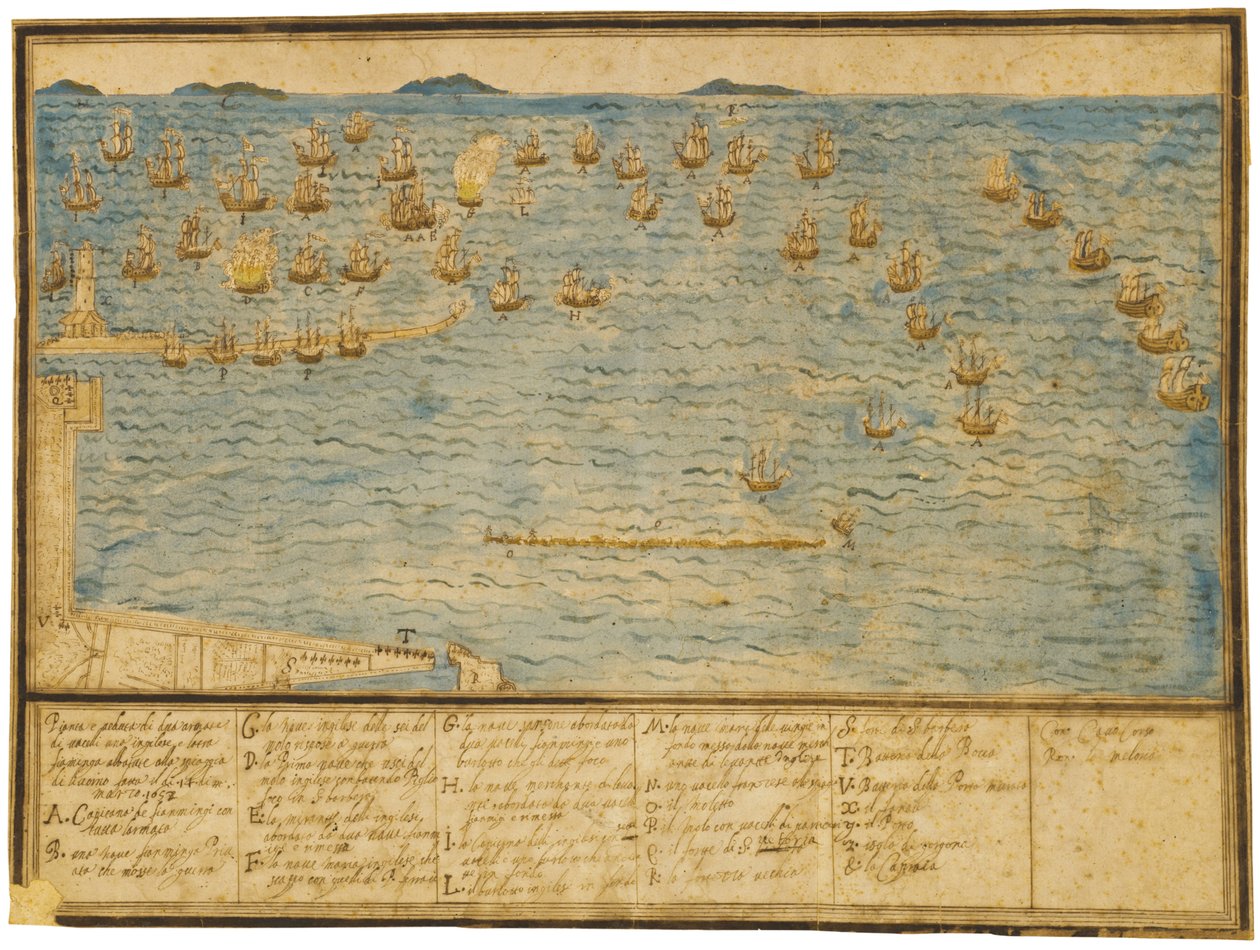 Eine topographische Darstellung der Schlacht von Livorno, ca. 1653 von Alfonso the Younger Parigi