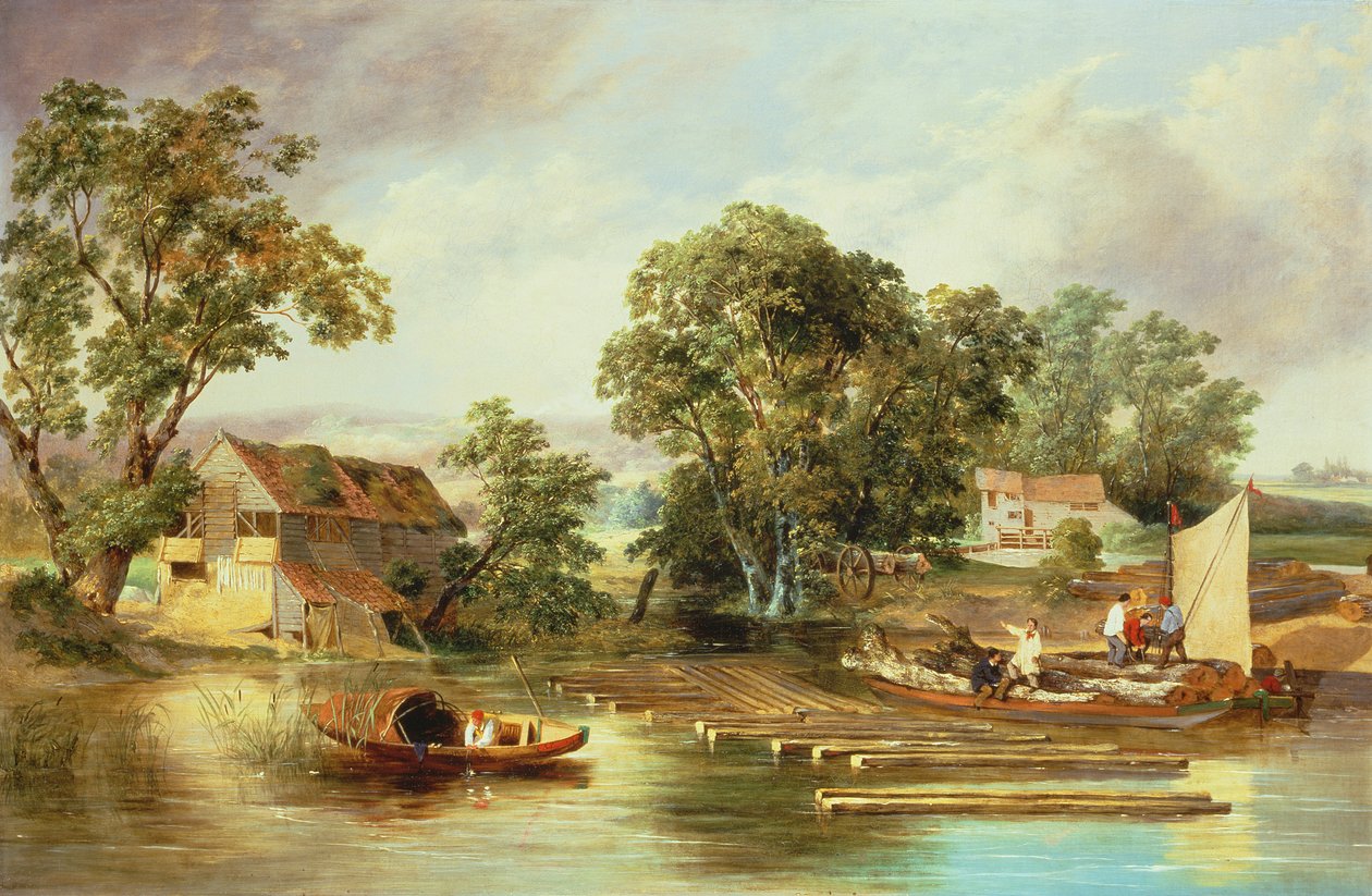 Taverham Papiermühle, Norfolk, 1839 von Alfred Priest