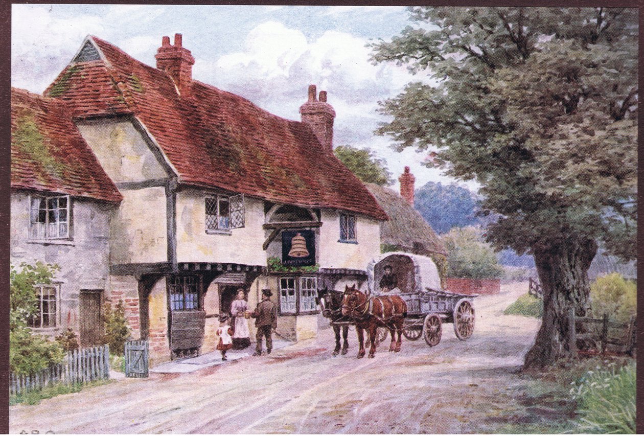 The Bell Inn, Waltham St Lawrence, aus Die Cottages und das Dorfleben im ländlichen England, veröffentlicht von Dent & Sons Limited, 1912 von Alfred Robert Quinton