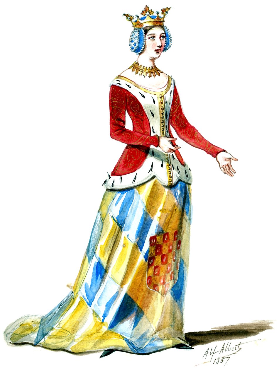 Halévy - Die Zauberin - Kostümentwürfe von Alfred Albert - 06. Gräfin von Poitou. Hofdamen, Chöre (retuschiert) von Alfred Albert