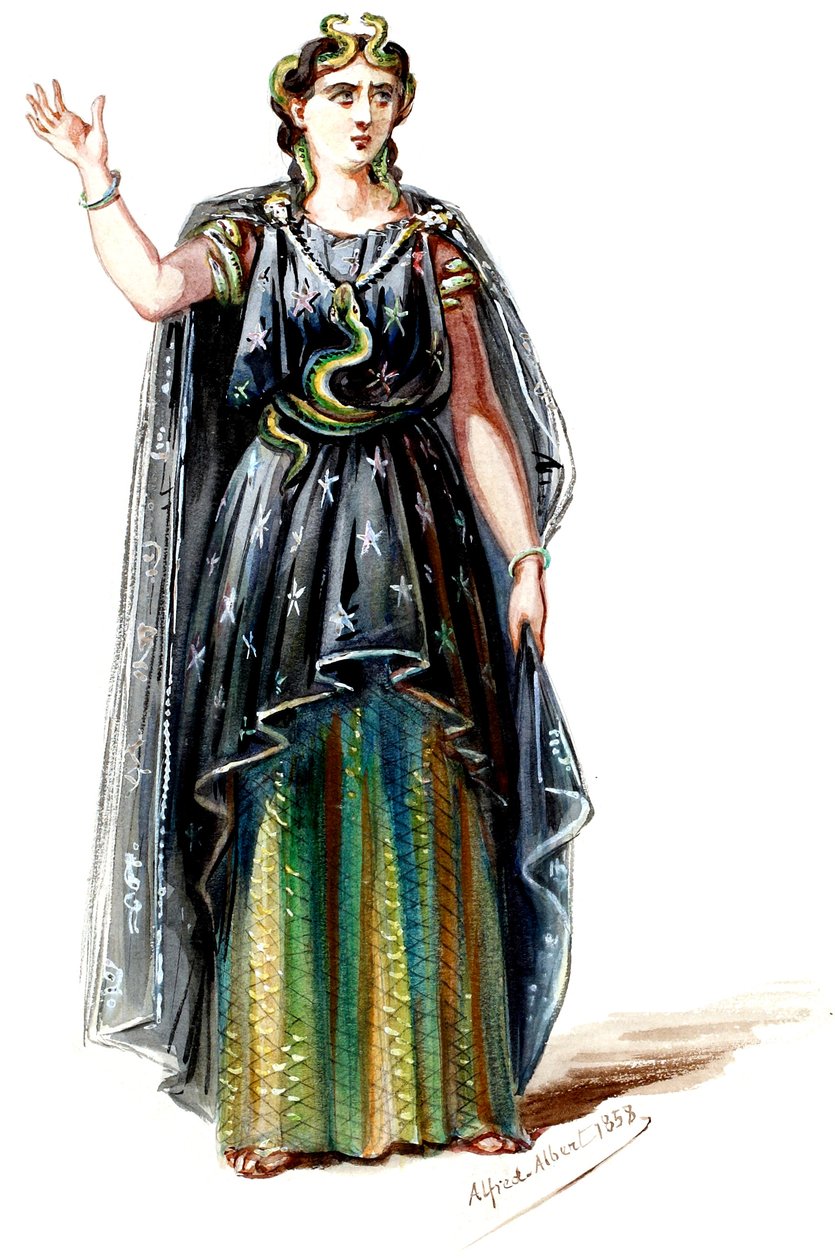 Halévy - Die Zauberin - Kostümentwürfe von Alfred Albert - 20. Mélusine, 2. Kostüm (retuschiert) von Alfred Albert