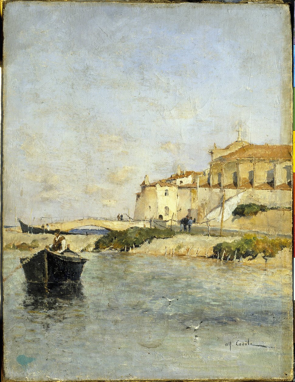 Das Fischerdorf. Gemälde von Alfred Casile (1848-1909). Limoux, Musée Petiet. von Alfred Casile