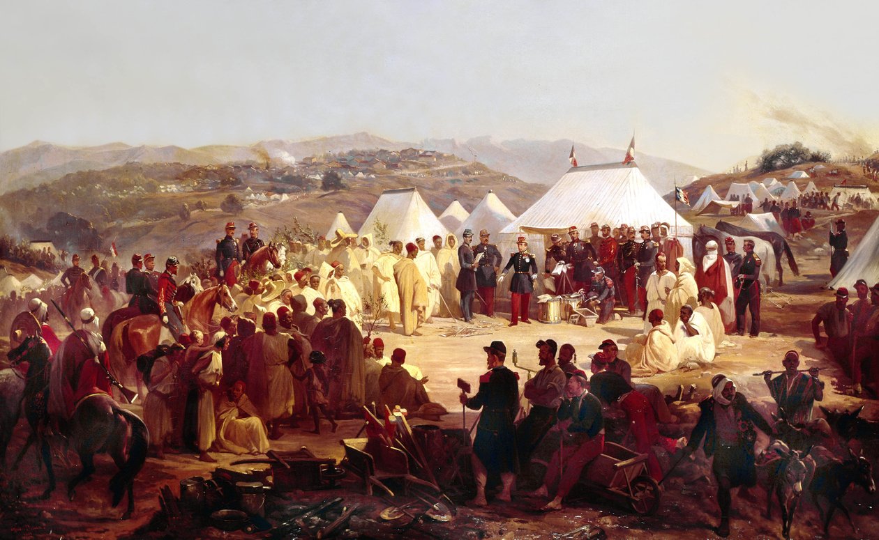 Eroberung Algeriens: Kapitulation des Stammes der Beni Raten aus Kabylien vor dem französischen Marschall Randon im Jahr 1854 von Alfred Charles Ferdinand Decaen