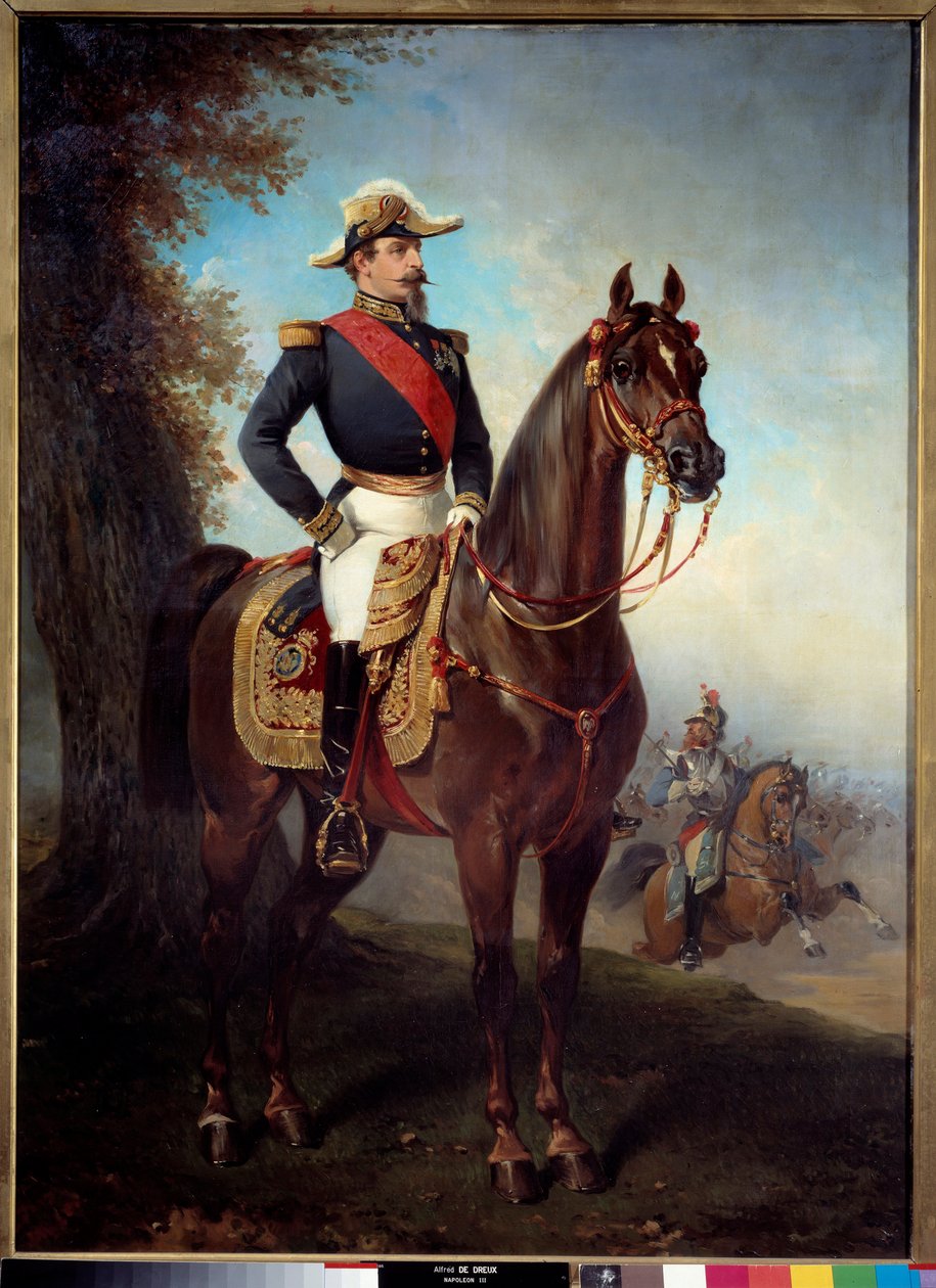Reiterporträt von Napoleon III. (1808-1873). Gemälde von Alfred De Dreux (1810-1860) von Alfred Dedreux