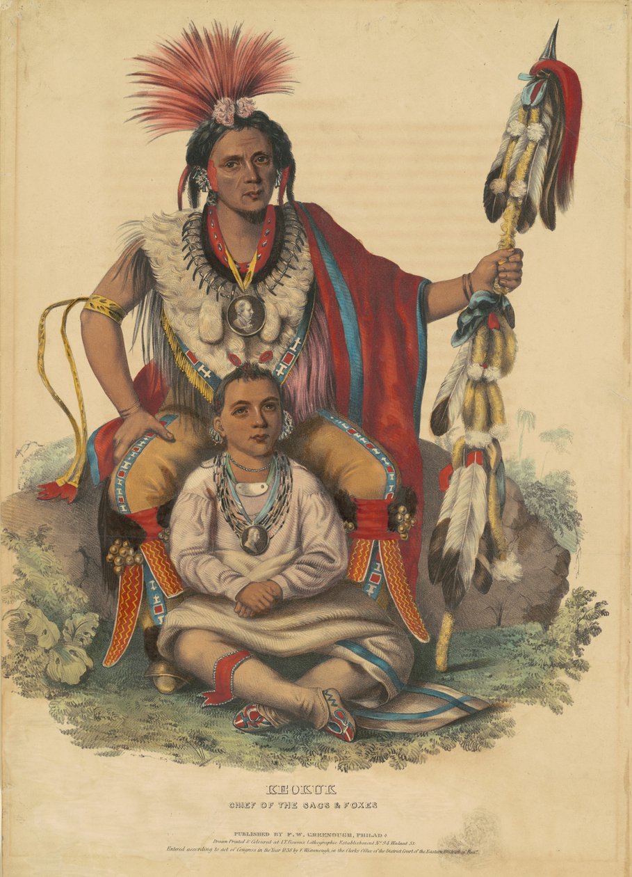 Keokuk, Häuptling der Sacs und Foxes von Alfred Hoffy, after Charles Bird King