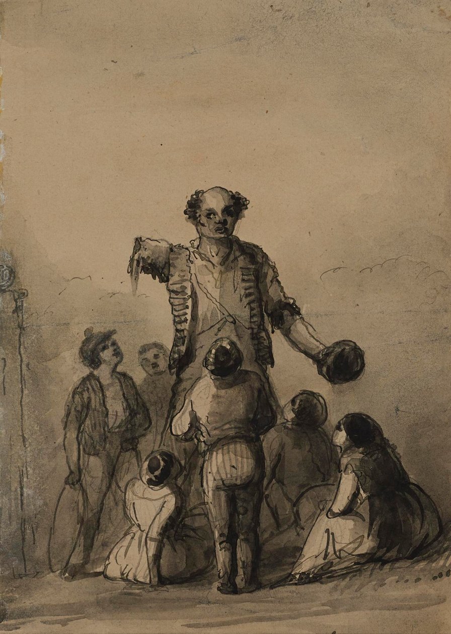 Amputierter unter einer Gruppe von Kindern von Alfred Jacob Miller