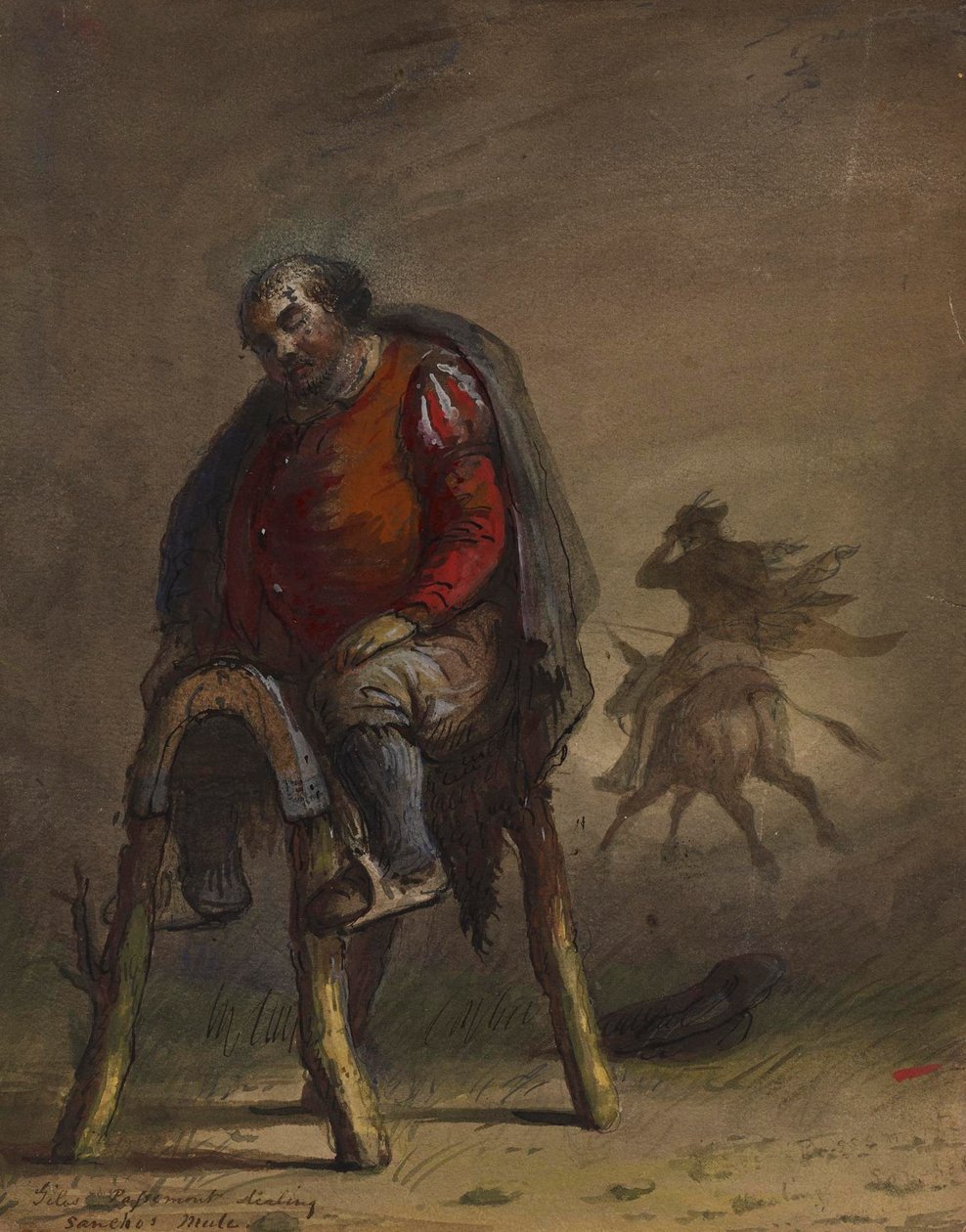 Passemont stiehlt Sanchos Maultier (aus M. de Cervantes, Don Quixote) von Alfred Jacob Miller