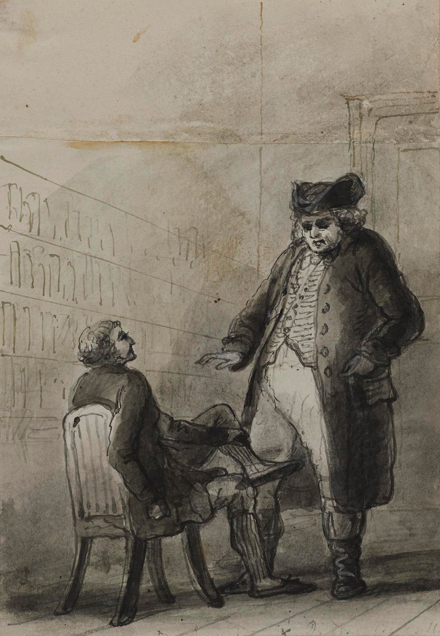 Samuel Johnson und Thomas Davies in einer Buchhandlung (aus James Boswell, Leben von Samuel Johnson, 1791) von Alfred Jacob Miller