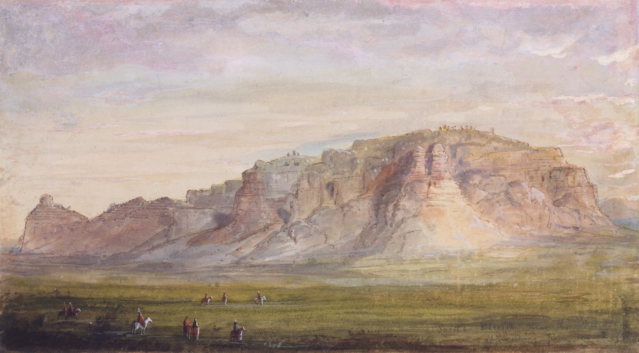 Scotts Bluff in der Nähe des Nebraska (Platte), um 1837 von Alfred Jacob Miller