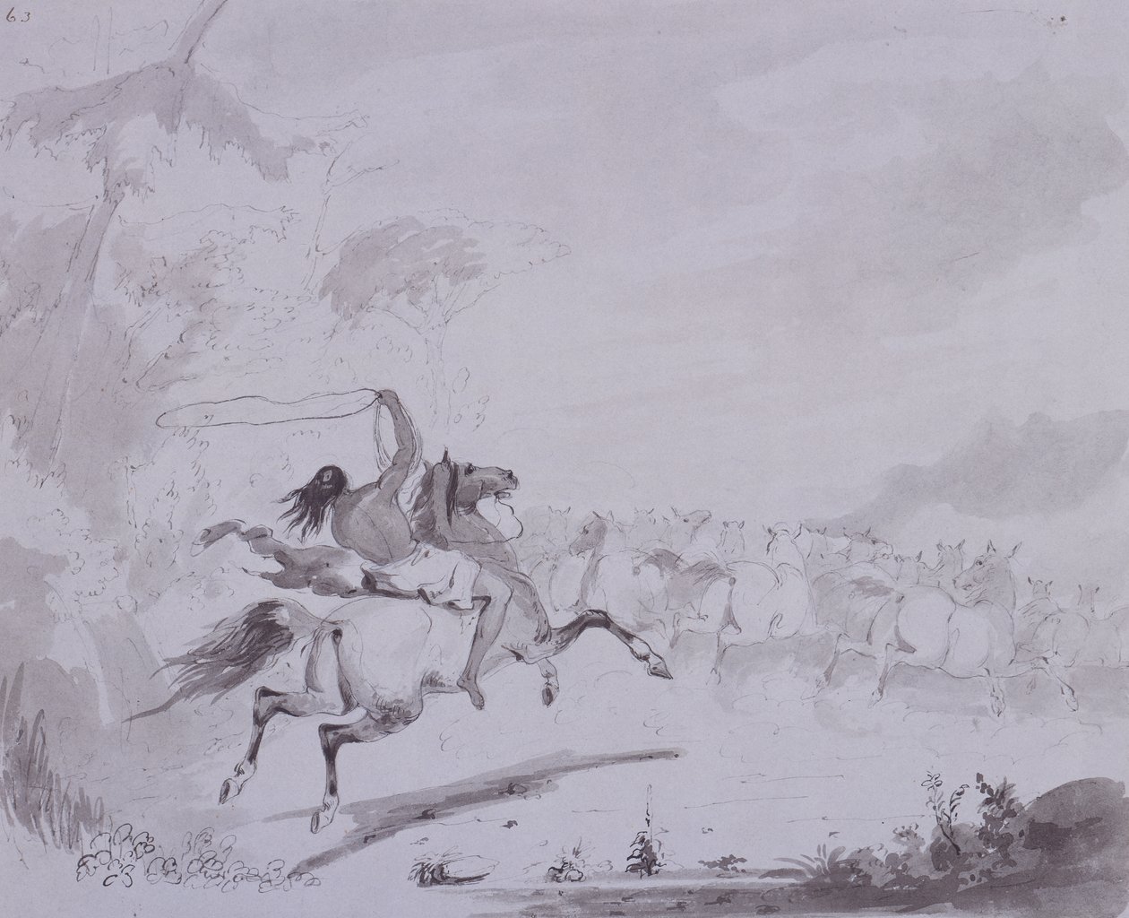 Das Lasso werfen, ca. 1837 von Alfred Jacob Miller