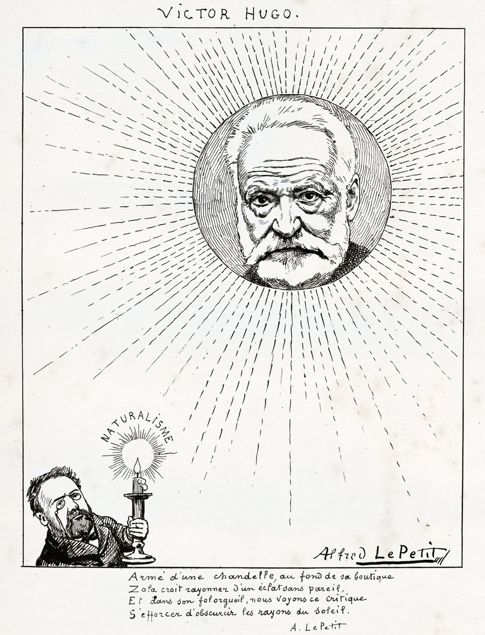 Karikatur von Victor Hugo und Emile Zola, ca. 1875-1880 (Gravur) von Alfred Le Petit