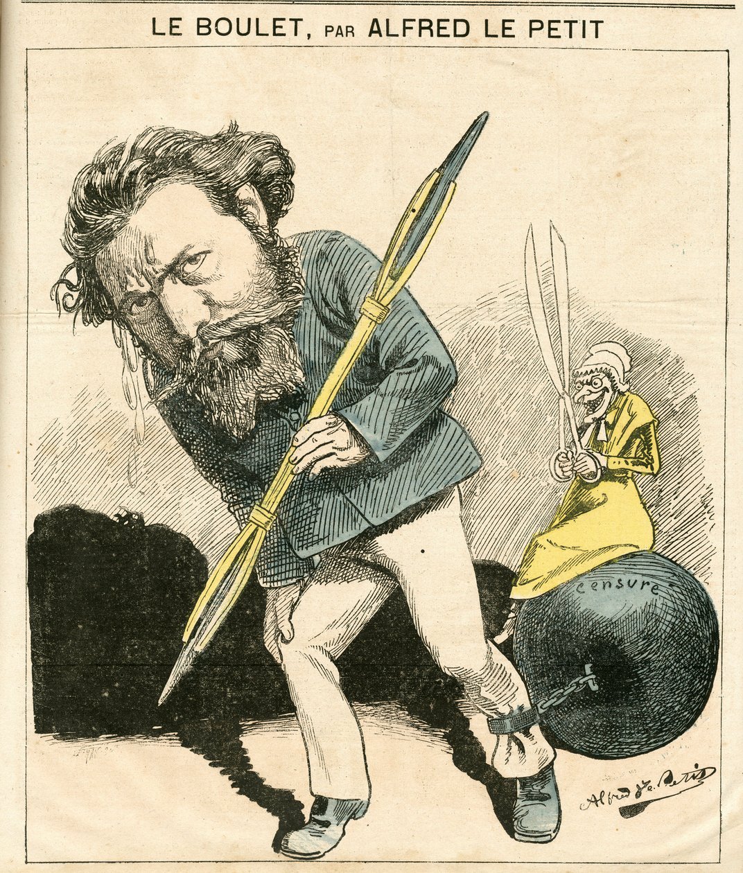 Titelblatt von „Le Grelot“, Nummer 119, Satirisch in Farben von Alfred Le Petit