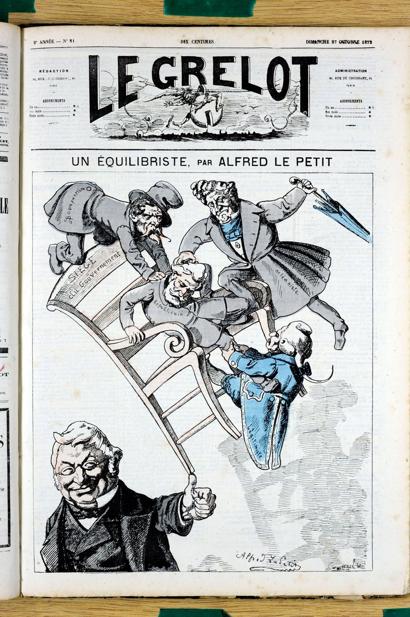Titelblatt von „Le Grelot“, Nummer 81, Satirisch in Farben von Alfred Le Petit