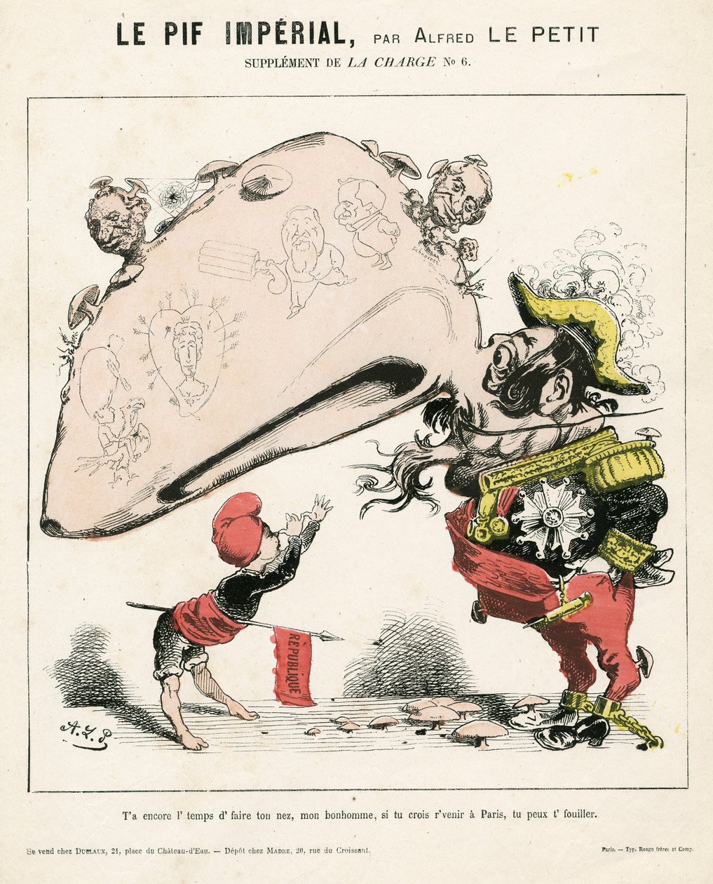 La Charge (1870), Nr. 6, Satirisch in Farben von Alfred Le Petit