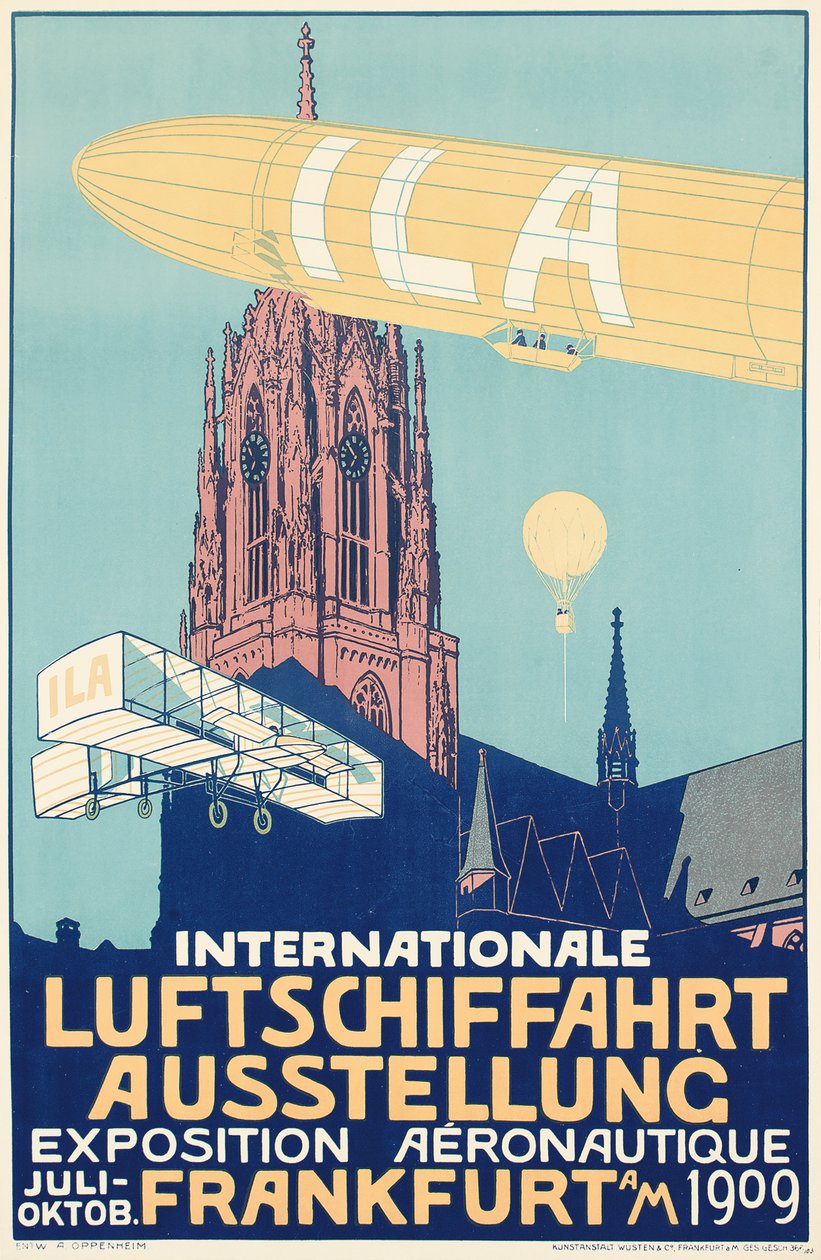 Werbeplakat für die Internationale Ballonfahrtausstellung 1909 in Frankfurt von Alfred Nathaniel Oppenheim