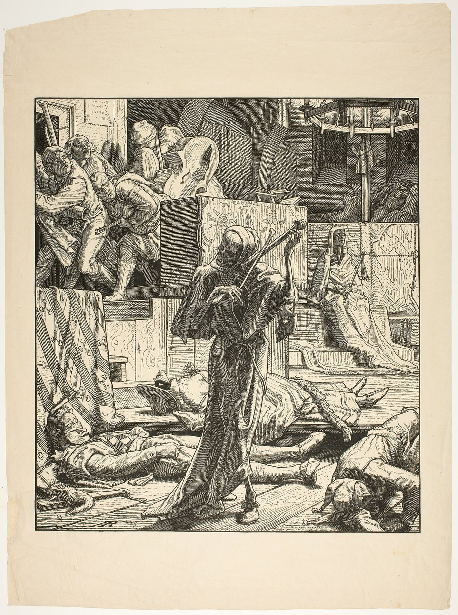 Der Tod der Würger, der erste Ausbruch der Cholera auf einem Maskenball in Paris, 1831 von Alfred Rethel
