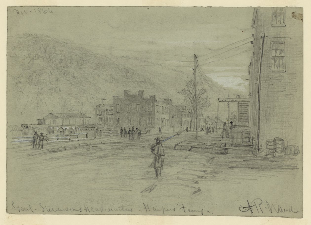 Genl. Stevensons Hauptquartier-Harpers Ferry von Alfred Rudolph Waud