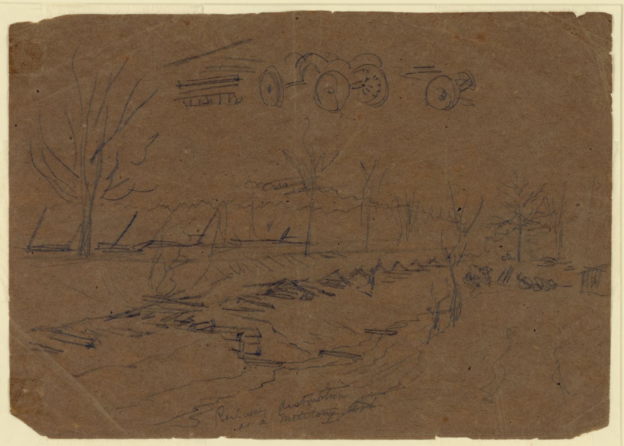 Zerstörung der Eisenbahn als militärische Kunst von Alfred Rudolph Waud