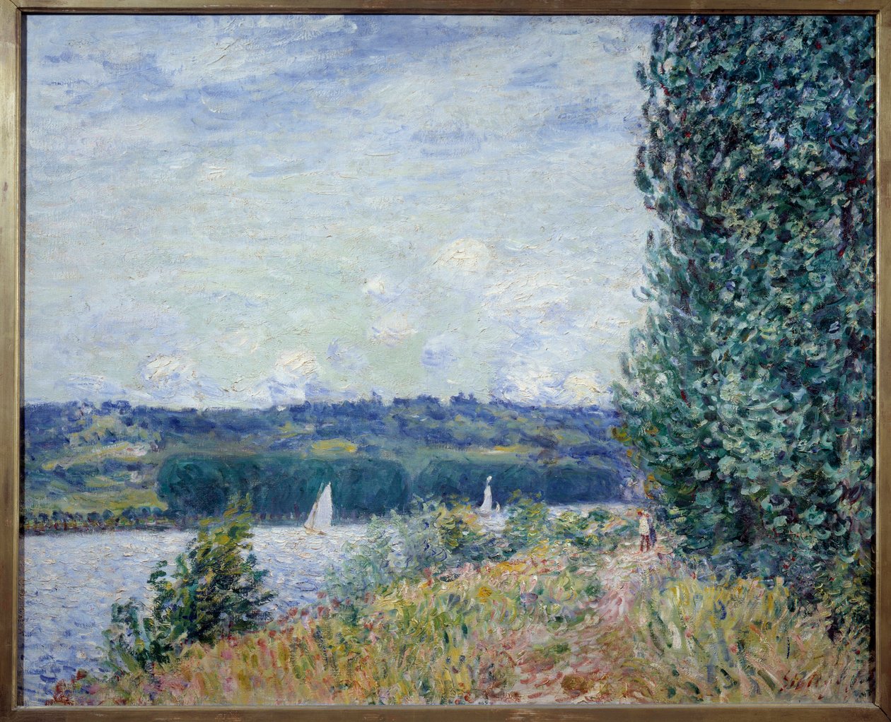 Die Seine bei Bouille, Sturm von Alfred Sisley