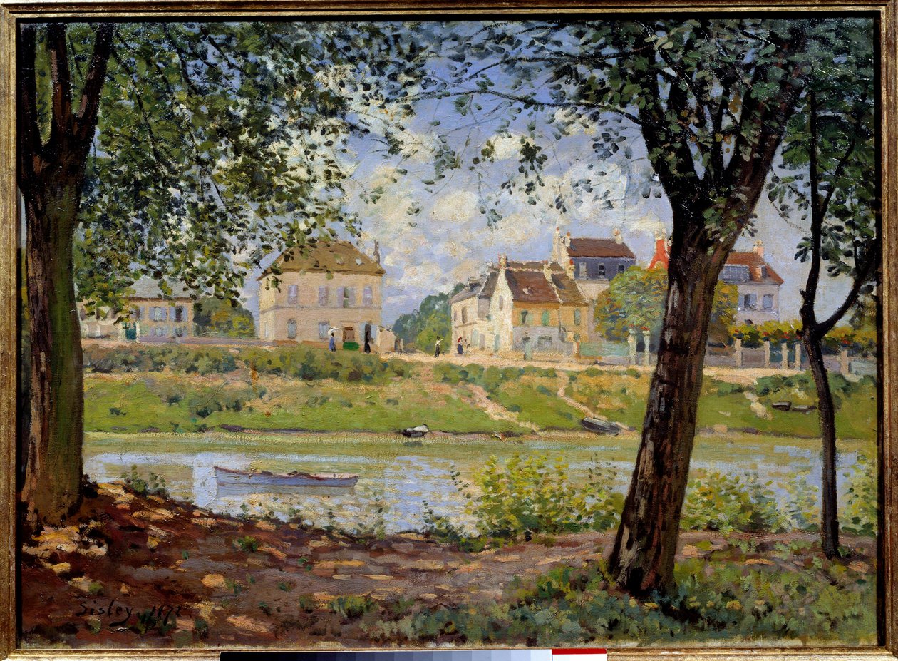 Villeuneuve La Garenne oder Dorf am Ufer der Seine. Gemälde von Alfred Sisley (1839-1899) von Alfred Sisley