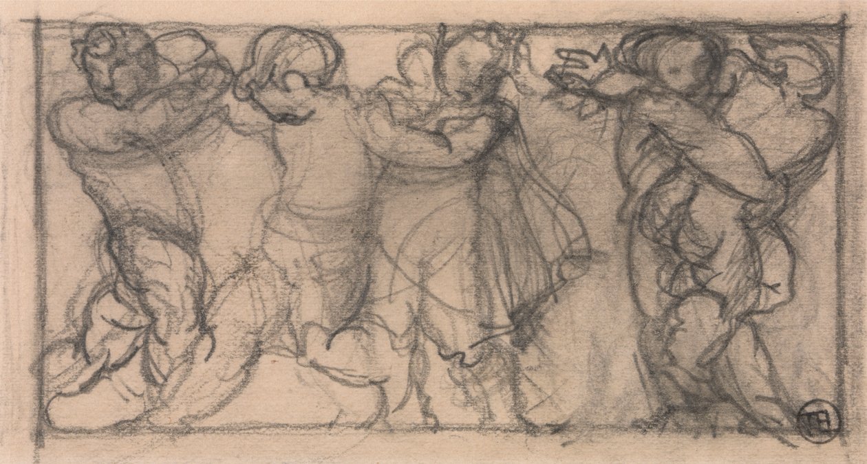 Gruppe von Putten (Entwurf für ein Fries?) von Alfred Emile Stevens