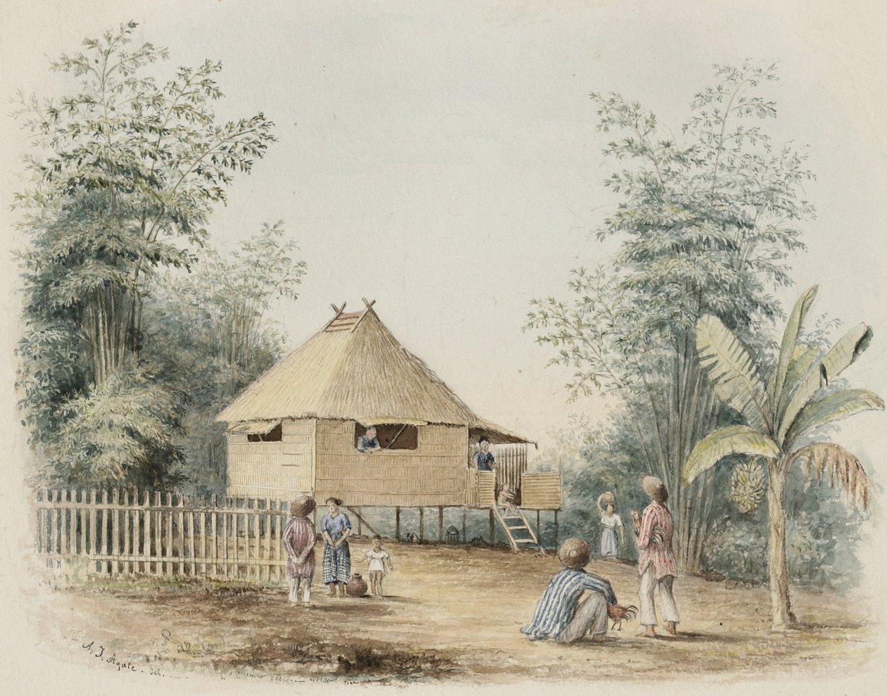 Einheimisches Haus in der Nähe von Manila, 1842 von Alfred Thomas Agate