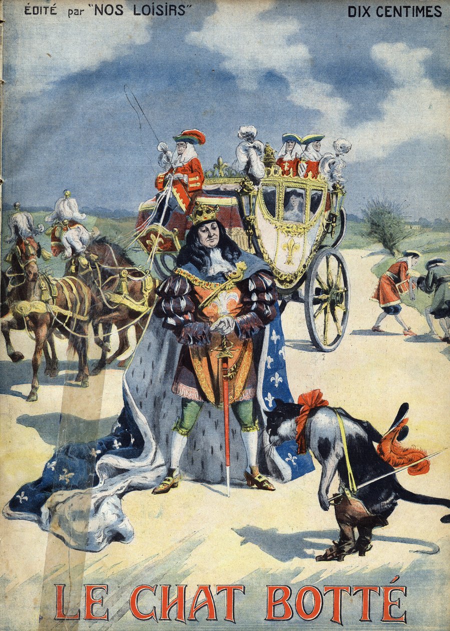 Der gestiefelte Kater. Volksmärchen. Illustration von Vaccari und Carrey in der Sammlung „Les beaux tales“ „Nos loisirs“ um 1910. Private Sammlung. von Alfredo and Carrey Vaccari