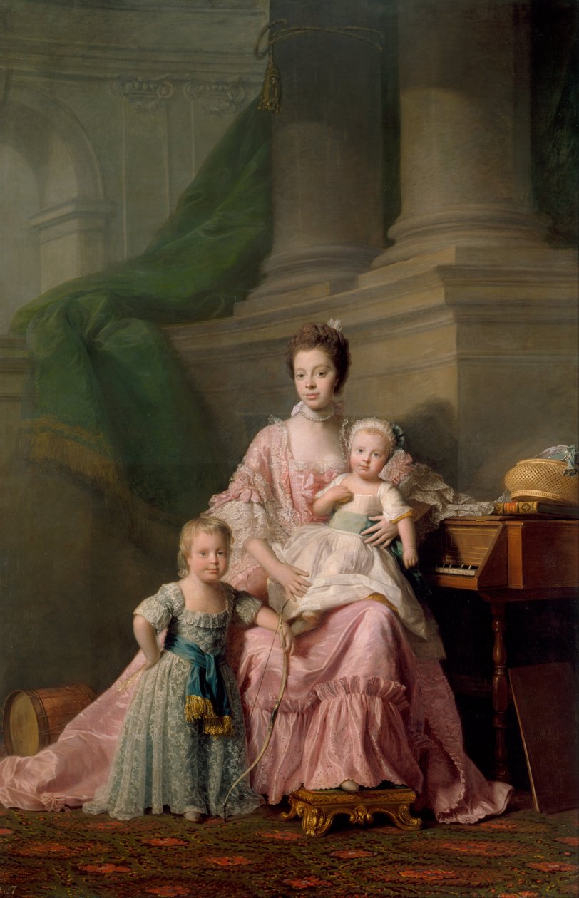 Königin Charlotte (1744-1818) mit ihren zwei ältesten Söhnen von Allan Ramsay