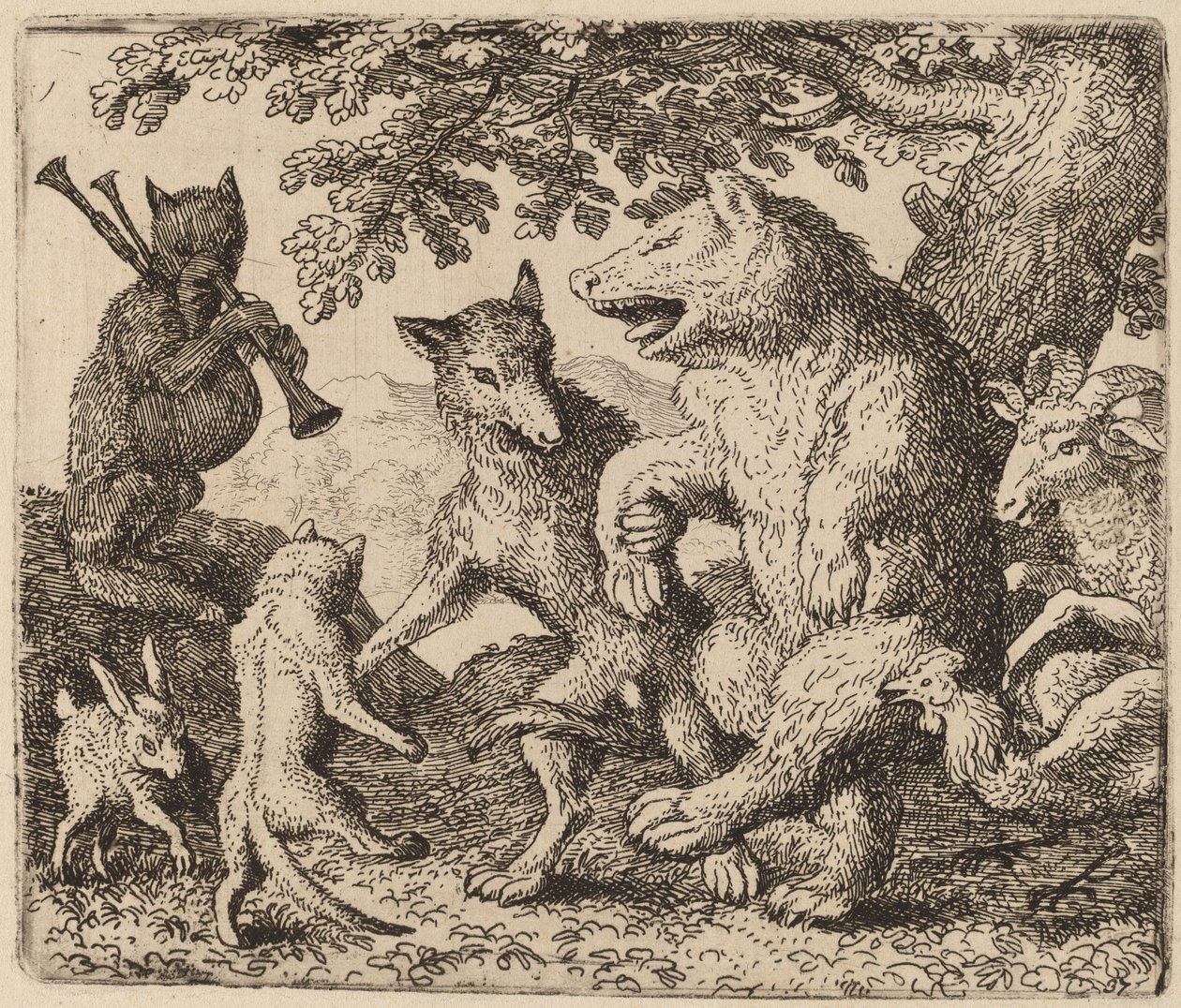 Alle freuen sich über den Bären und den Wolf von Allart van Everdingen