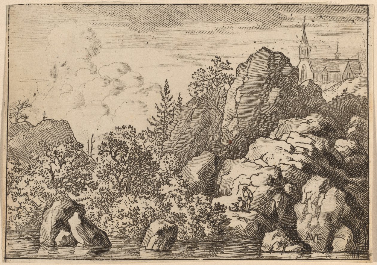 Kirche auf einem Hügel, wahrscheinlich um 1645-1656 von Allart van Everdingen
