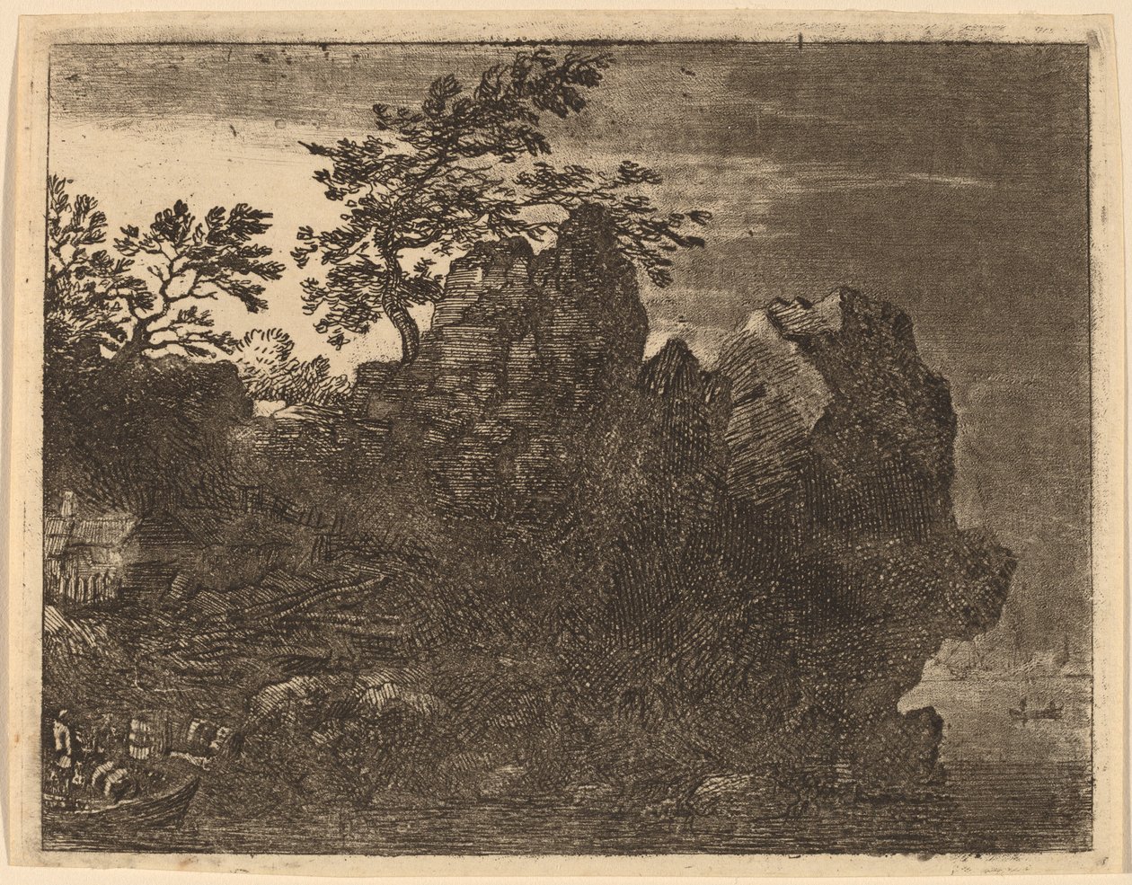 Großer Felsen am Fluss von Allart van Everdingen